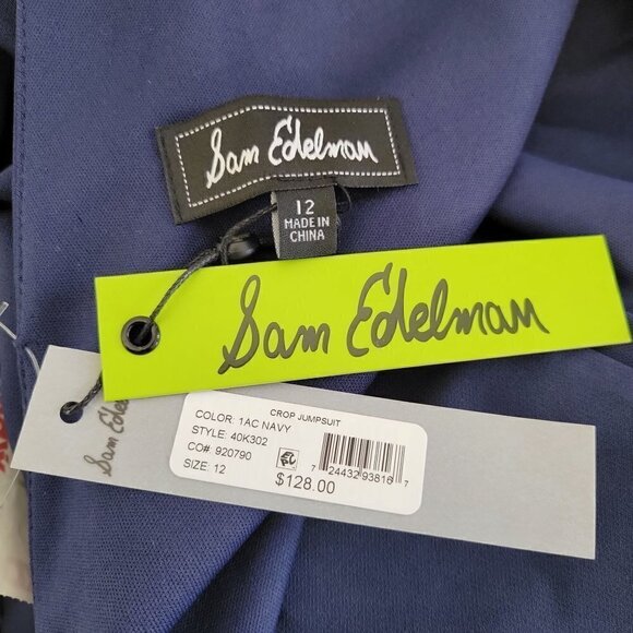 New - Sam Edelman Cropped Jumpsuit Navy Women Size 10 - Picture 16 of 16